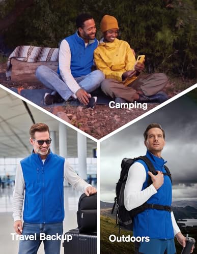 fit space Men's Lightweight Vest Softshell Sleeveless Windproof Jacket with Zipper Pocket Cycling Travel Hiking Running Golf - color: Dark Blue, size: XX-Large