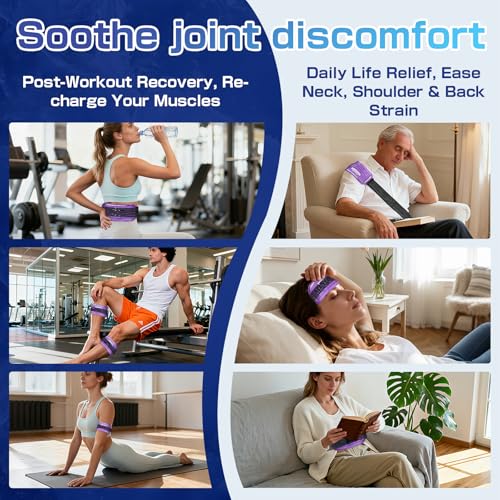 Ice Packs for Injuries Reusable 2-Pack Hot Cold Gel Pack with Strap Medium - color: Purple, size: Medium 10 x 5 Inch