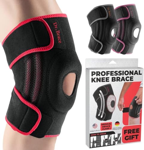 DR. BRACE ELITE Knee Brace with Side Stabilizers & Patella Gel Pads - color: Sunrise, size: Small