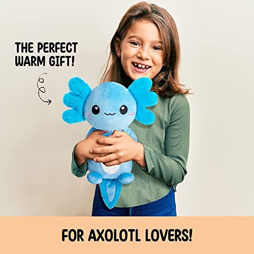 Axolotl Microwavable Stuffed Animals Unscented Heating Pad, Blue, 1.5lbs Soft Cozy Kawaii Hot and Cold Plushie Heating Pad for Women and Kids, Cute Warm Pillow Plush Gifts for Axolotl Lovers - color: Blue Axolotl