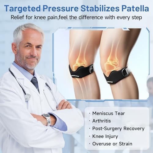 MANUEKLEAR V-Shaped Patella Bands, Adjustable Flex Wrap Patellar Tendon Support Strap for Men Women, Silicone Patella Knee Straps Suitable for Pain Relief Running Hiking Basketball, (2pcs) - color: Black
