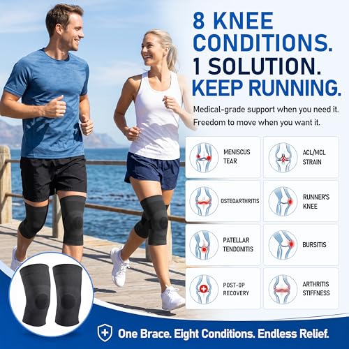 NURCOM Knee Brace, 8-Zone Compression Sleeve - color: Black, size: XX-Large