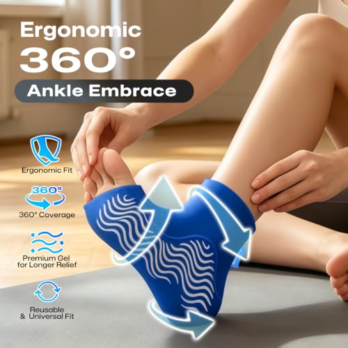 Ankle Ice Pack Wrap Cold Compression for Sprain & Swelling Relief - size: Large