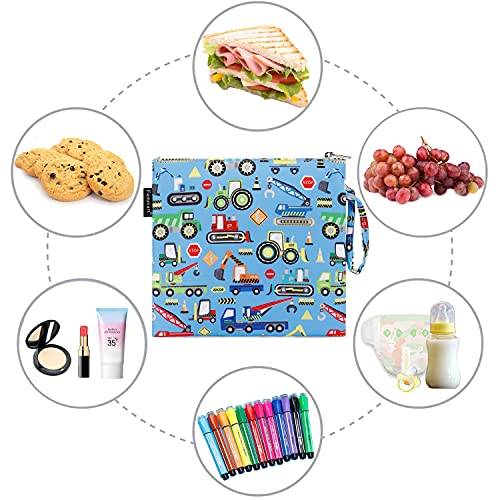 Fammart Reusable Sandwich Bag/Snack Bag for Kids & Adults, Dual Layer Lunch Bag with Handle, Washable, Food Safe, BPA Free (1-Pack, Car) - color: Large, 1 Pack - Car