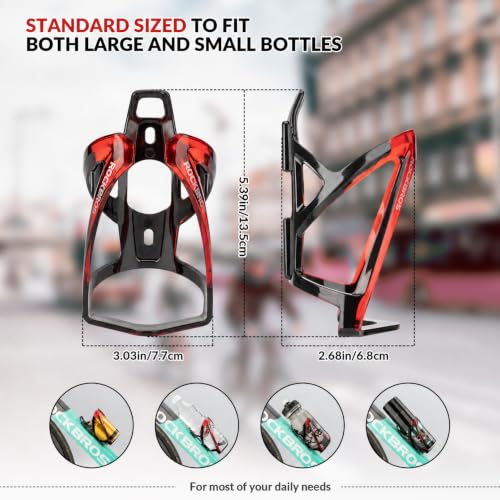 ROCKBROS Bike Water Bottle Holder Ultralight Bottle Cages with Screws Tool - color: Red-Black, size: Standard
