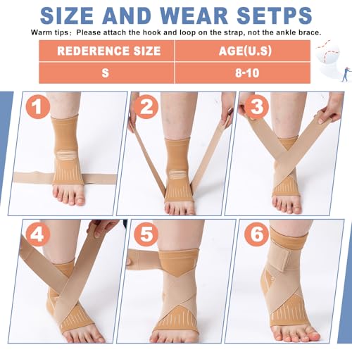 Tarpop 1 Pair Kids Ankle Brace Compression Support,Beige,Small - color: Beige, size: Small