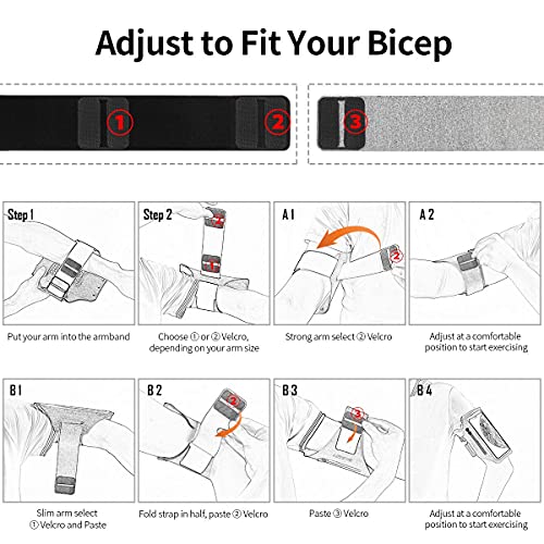 Running Armband with Earphone Pouch Fits Phones up to 6.9" - color: Grey (Up to 6.9''), size: Medium