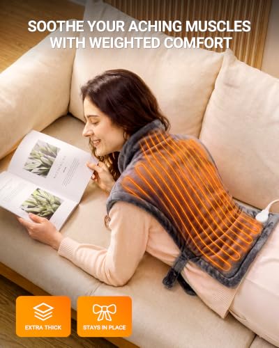 Electric Heating Pad for Neck Shoulder: 33x24in, ETL Certified - color: Medium Grey