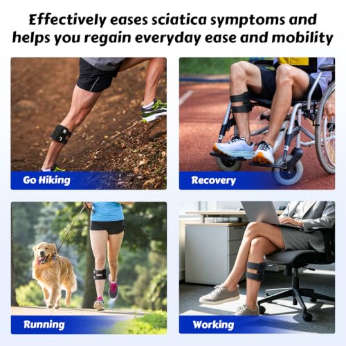 Sciatica Pain Relief Devices, Adjustable Calf Support Sciatic Nerve Brace with 2 Pressure Pad Targeted Compression for Sciatic Nerve Relief, Unisex Sciatic Nerve Brace for Men Women