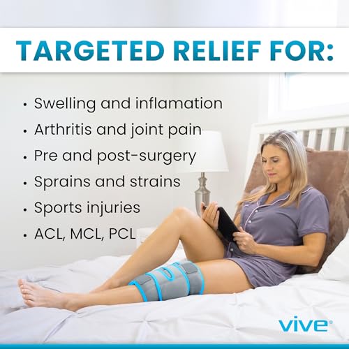 Vive Knee Ice Pack Wrap - Cold/Hot Gel Compression Brace for Pain Relief - color: Gray