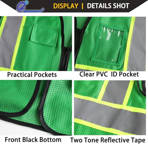 Hi Vis Reflective Safety Vest for Men Women,EK175,Green,L - color: Green, size: Large