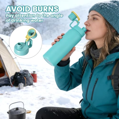 30oz Blue Insulated Water Bottle with Carry Handle for Gym & Commute - color: Blue