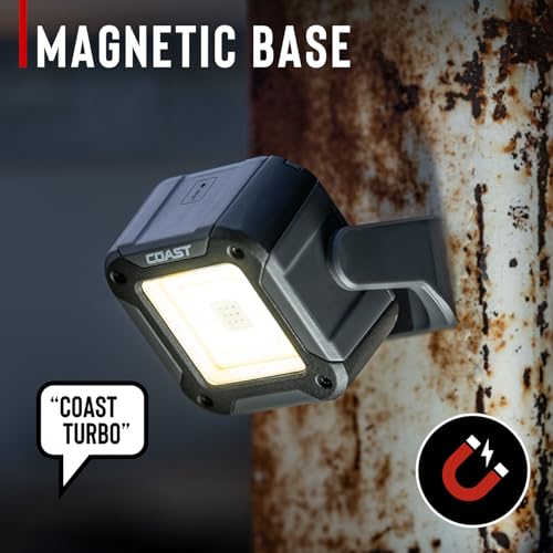 Coast QB2R 2000 Lumens Voice Control Rechargeable Utility Light, Six Light Modes, 75 Hour Run Time, Magnetic Base