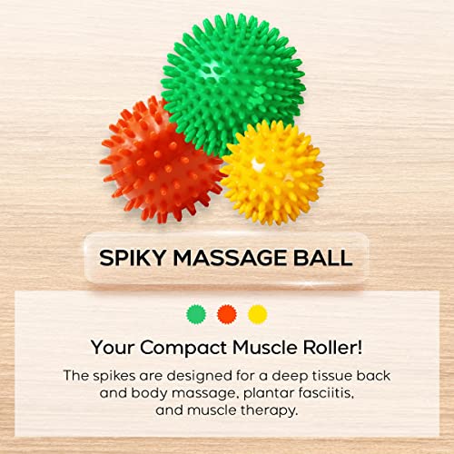 activelife - Spiky Massage Ball, Feet, Neck, and Back Massager, Full Body Deep Tissue Muscle Therapy, Plantar Fasciitis Foot and Muscle Roller, Medium, Orange - style: Medium Orange