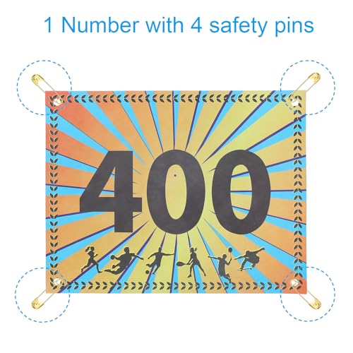 PATIKIL Tearproof Running Bib Numbers, Wheat Ears Waterproof Race Competitor Numbers with Safety Pin for Marathon Sports Game Competition Runner - style: 1-400