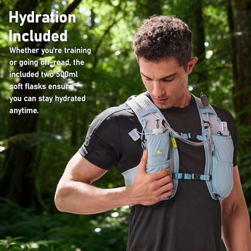 N NEVO RHINO Running Vest 5L, Hydration Vest with 2 TPU 500ml Soft Flask - color: blue, size: Small