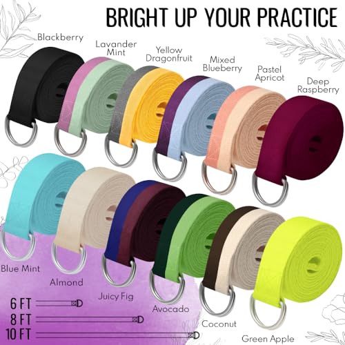TECEUM 2 IN 1 Yoga & Mat Strap for Stretching – Cotton – 6/8/10 ft - color: Black, size: 8 ft