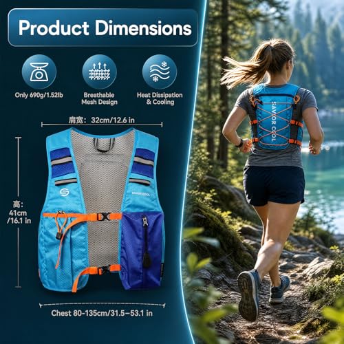 Cooling Vest for Men Women, Hydration Vest for Running Hiking (Blue, One-Size)