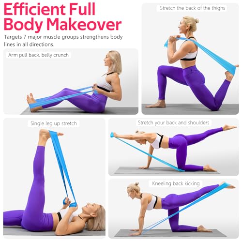 Resistance Bands Set, Exercise Bands for Physical Therapy, Pilates, Yoga - color: Blue, Pink, Grey, size: 4.9FT