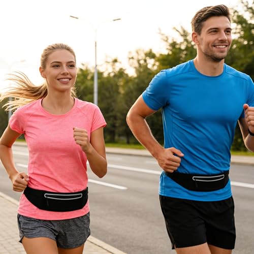 Slim Running Belt for Women Men,Phone Holder Waist Pack,Runners Fanny Pack - color: Light Black