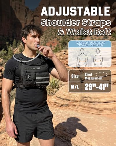 Zelvot Running Vest with 2L Water Bladder, 12L Water Backpack for Men Women