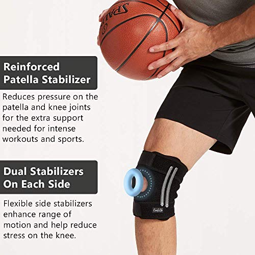 ComfiLife Knee Brace for Knee Pain Relief – Neoprene Knee Brace for Working Out, Running, Injury Recovery – Side Stabilizers – 3 Point Adjustable Compression – Open Patella Support,Non-Slip (X-Large) - size: X-Large (Pack of 1)