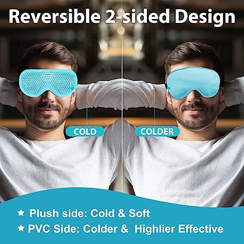 BeeVines Gel Eye Mask, Cooling Ice Masks for Puffy Eyes (2 Pack) - color: 001 Pink & Blue