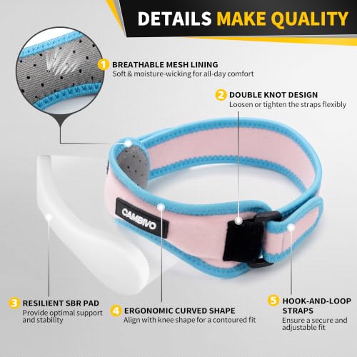 CAMBIVO 2 Pack Patella Tendon Knee Straps, Knee Brace for Women & Men with Extra Straps, Patella Bands for Pain Relief, Osgood Schlatter, Jumper’s Knee, Tendonitis, Running, Basketball, Volleyball - color: Cotton Candy
