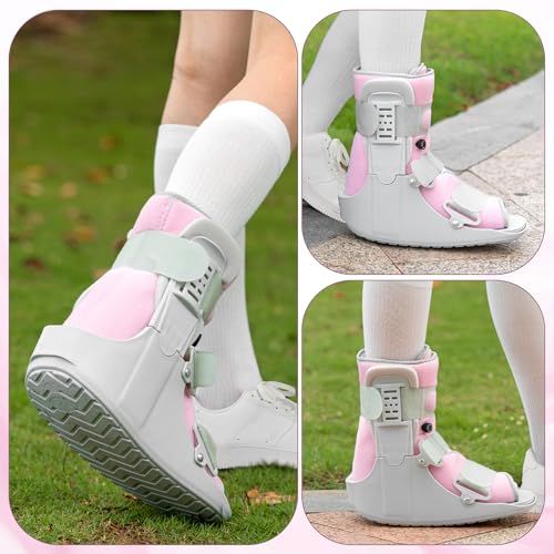 Jewlri Walking Boot for Broken Foot Injury, Air Cam Walker Boot, M - color: Grey & Light Pink, size: Medium
