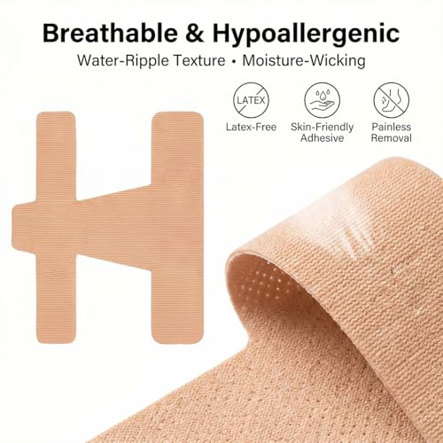 60 PCS Pre-Cut Bunion Corrector Kinesiology Tape– Elastic, Breathable & Hypoallergenic Latex-Free Toe Support Strips, Self-Adhesive Hallux Valgus Corrector for Men & Women