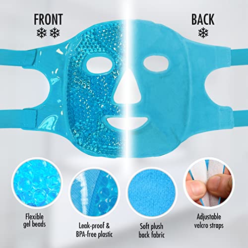Perfect Remedy Face Ice Pack, Reusable Hot & Cold Ice Face Mask, Gel Compress for Helping with Puffy Eyes and aiding in Conditions of Swelling, Facial Spa Cooling Mask for Women and Men (Blue) - color: Blue