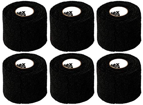 Powerflex Stretch Athletic Tape - 6 Rolls - color: Black, size: 2" x 6 yds