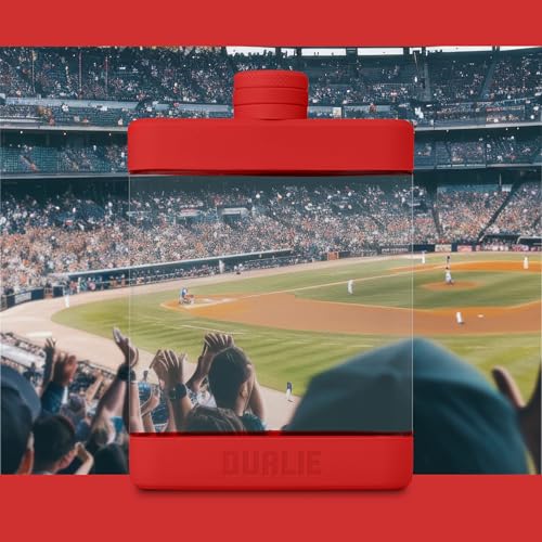 DUALIE 8 oz Hip Flask for Liquor - Shatterproof Alcohol Flasks with Clear Tritan Plastic and Silicone Grip - Flask Gift for Men & Women - Burnt Red - color: Burnt Red