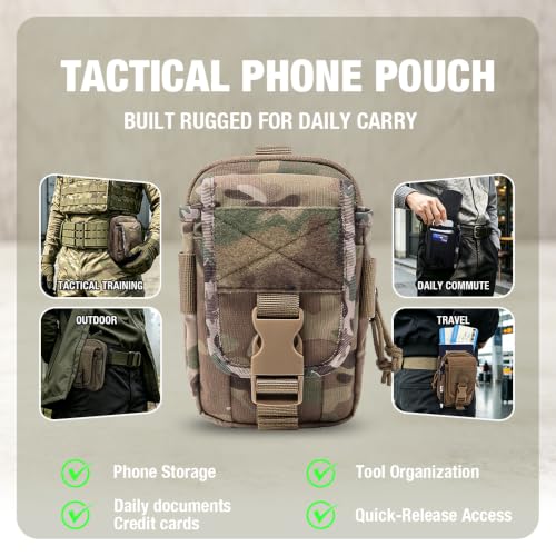 TSPRO MOLLE Phone Pouch, Tactical Phone Holder for Belt, EDC Gear Organizer - color: Multicam