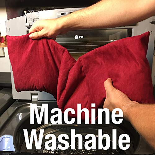 Neck Wrap Red Denim Microwavable Cherry Pit Pillow, Hot/Cold Compress - color: Red Denim, Natural-dyed