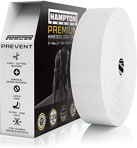Hampton Adams Kinesiology Tape, Uncut Roll, Waterproof Muscle Support - color: White, size: 2in x 135ft (1 Roll)