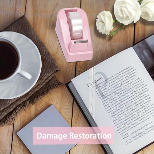 Tape Dispenser Desk,Desktop Tape Dispenser, Tape Dispenser with Weighted Non-Skid Base, Includes 6 Rolls Transparent Tape (0.71" x 1000"),Heavy Duty Tape Holder for Office, Home, School(Pink) - color: Pink