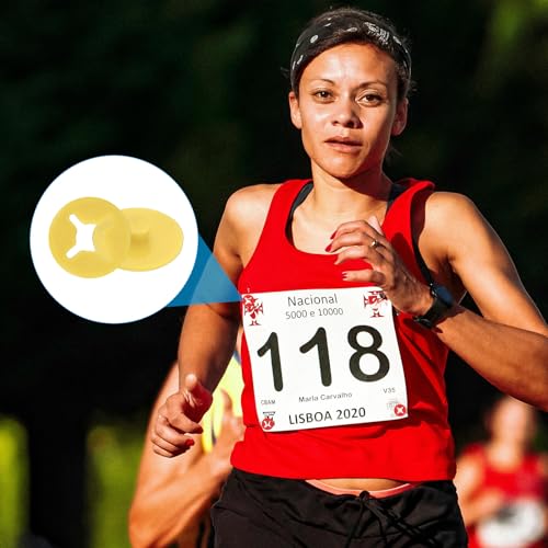 PATIKIL Running Bib Race Clips, 40 Pcs Race Fastener Race Number Buckle Fixing System Marathon Number Buckles Fasteners Holders for Runners Field, Yellow - color: Yellow