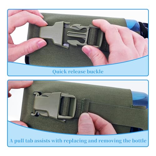 Water Bottle Pouch Molle,Water Bottle Holder with Quick Release Buckle for 32oz Water Bottle,Water Bottle Carrier for Backpack Belt Vest - color: RG