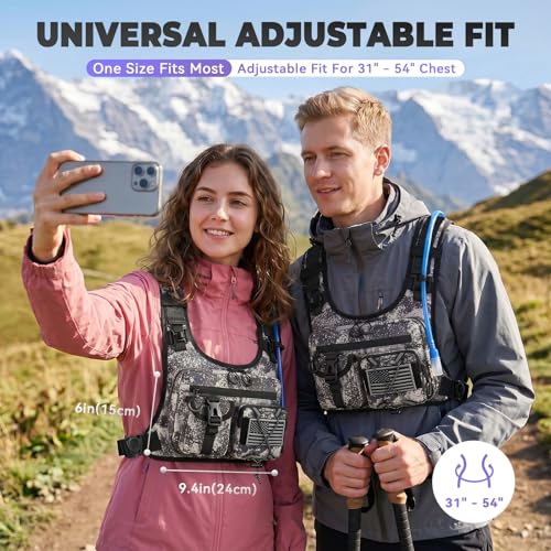 Criuage USA Patent Running Hydration Vest Backpack, Lightweight Chest Pack with 2.0L Water Bladder Bag Daypack for Hiking Running Cycling Race Marathon for Women Men - color: Cagray