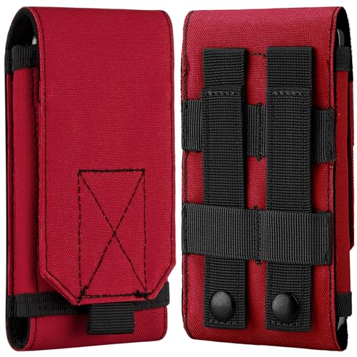 Tactical Molle Phone Holster Pouch, Universal Belt Waist Bag for iPhone 18 Pro Max/17 Pro/17/16 Pro Max/15 Pro Max/14 Pro Max/13, Samsung S26 Ultra/S25/S24, Size L - color: Red(1 Pack)