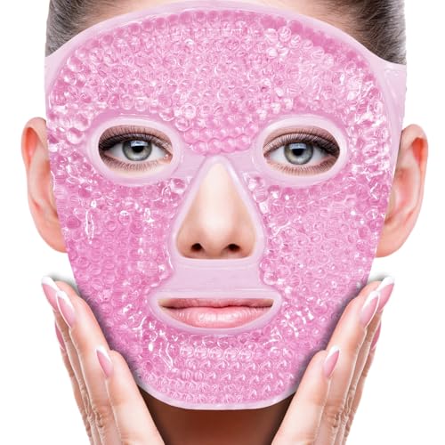 ZNÖCUETÖD Face Ice Mask Facial Ice Packs Gel Hot Cold Compress for Women - color: Pink