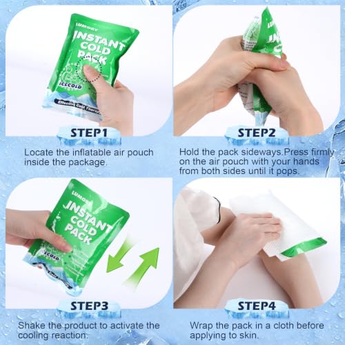 50 Pack Instant Ice Cold Pack 4"×6",5 Colors Disposable Ice Packs - size: 50P