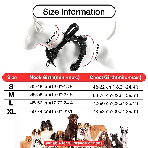 MASBRILL Light Up Dog Harness - No Pull Led Dog Harness Rechargeable Adjustable Lighted Dog Vest Harness for Small Medium Large Dogs - color: Black-Red, size: S