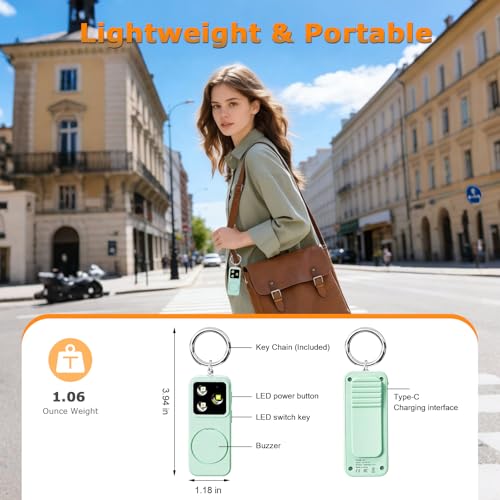 Personal Safety Alarm for Women, Rechargeable 150dB Keychain Alarm with Strobe Light and Pull Pin, Emergency Alarm for College Students, Travel, Walking, Campus Safety and Gift Giving - color: Cyan