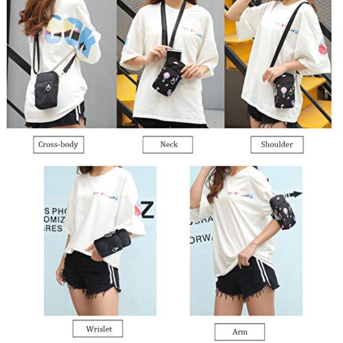 Outdoor Sweat-Proof Running Armbag Cross-Body Shoulder Casual Wallet Purse Crossbody Bag Gym Fitness Cell Phone Key Holder for iPhone 13 12 Pro Max Xs Max/Xr,Galaxy Note 10, P30 Pro,Black - color: #9