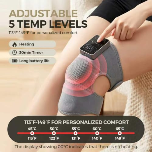 2-in-1 Shoulder knee Massager Pad for Pain Relief, 5 Heating & 3 Vibration