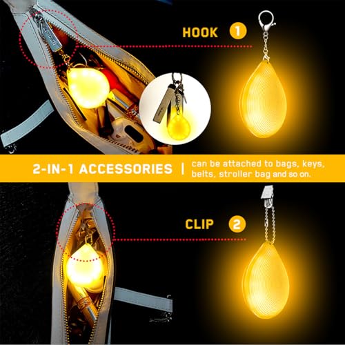 Tubasion 2-in-1 Purse Light with Clip & Hook, USB-C Rechargeable Handbag Light, Ultra Bright Bag Lights for Purses, Upgraded Automatic Sensor Purse Must Haves Accessories Gift for Women Girls - style: Teardrop_1Pack
