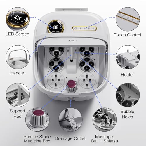 KASJ Collapsible Foot Spa Electric Rotary Massage with Heat,Bubble and Jet