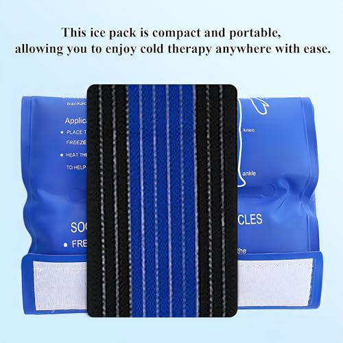 4-Pack Ice Pack Straps,35.5"x3"Elastic Ice Pack Wrap Holder with Hook&Loop - color: Black and Blue